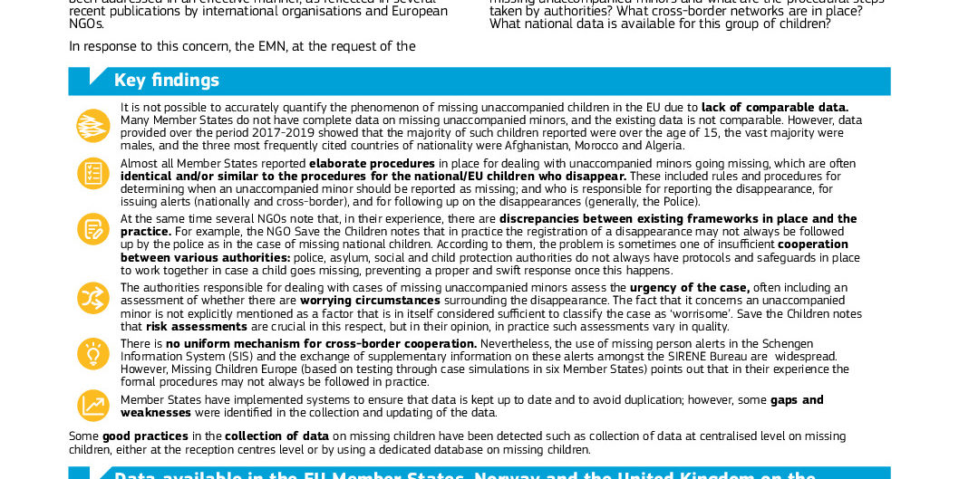 thumbnail of EMN Flash on Missing unaccompanied minors