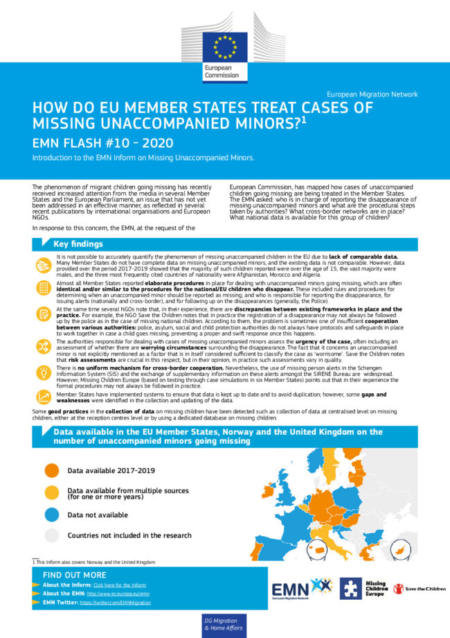 thumbnail of EMN Flash on Missing unaccompanied minors