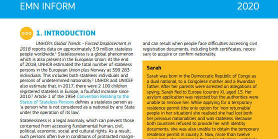 EMN Inform “Osebe brez statusa v EU”, januar 2020